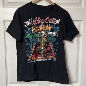 Motley Crue Def Leppard Poison Joan Jett Stadium Tour 2022 Black TShirt Mens M